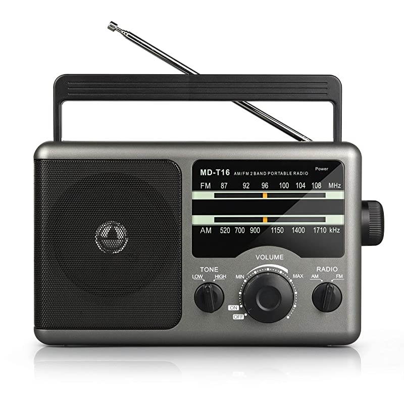 FM Portable Radio Transistor Radio with 35mm Earphone Jack HightLow Tone Mode Big Speaker AC Power or Battery Operated by 4 D Cell Batteries for Home and Outdoor