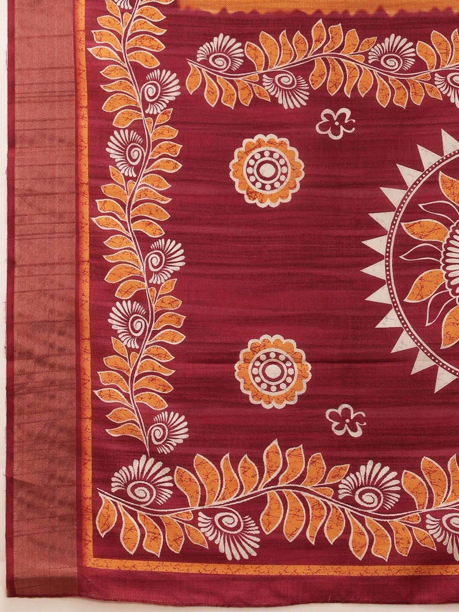 Silk Land White Silk Printed Saree With Unstitched Blouse