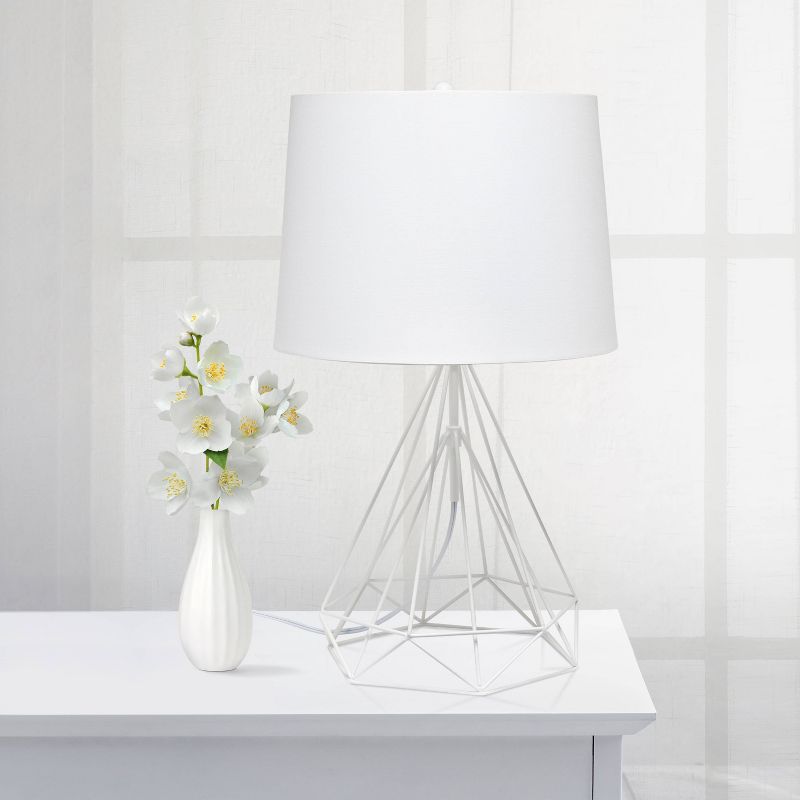 Geometric Wired Table Lamp with Fabric Shade White - Lalia Home