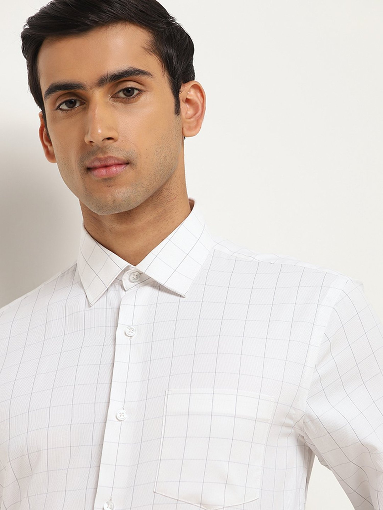 WES Formals by Westside White Checked Relaxed Fit Shirt