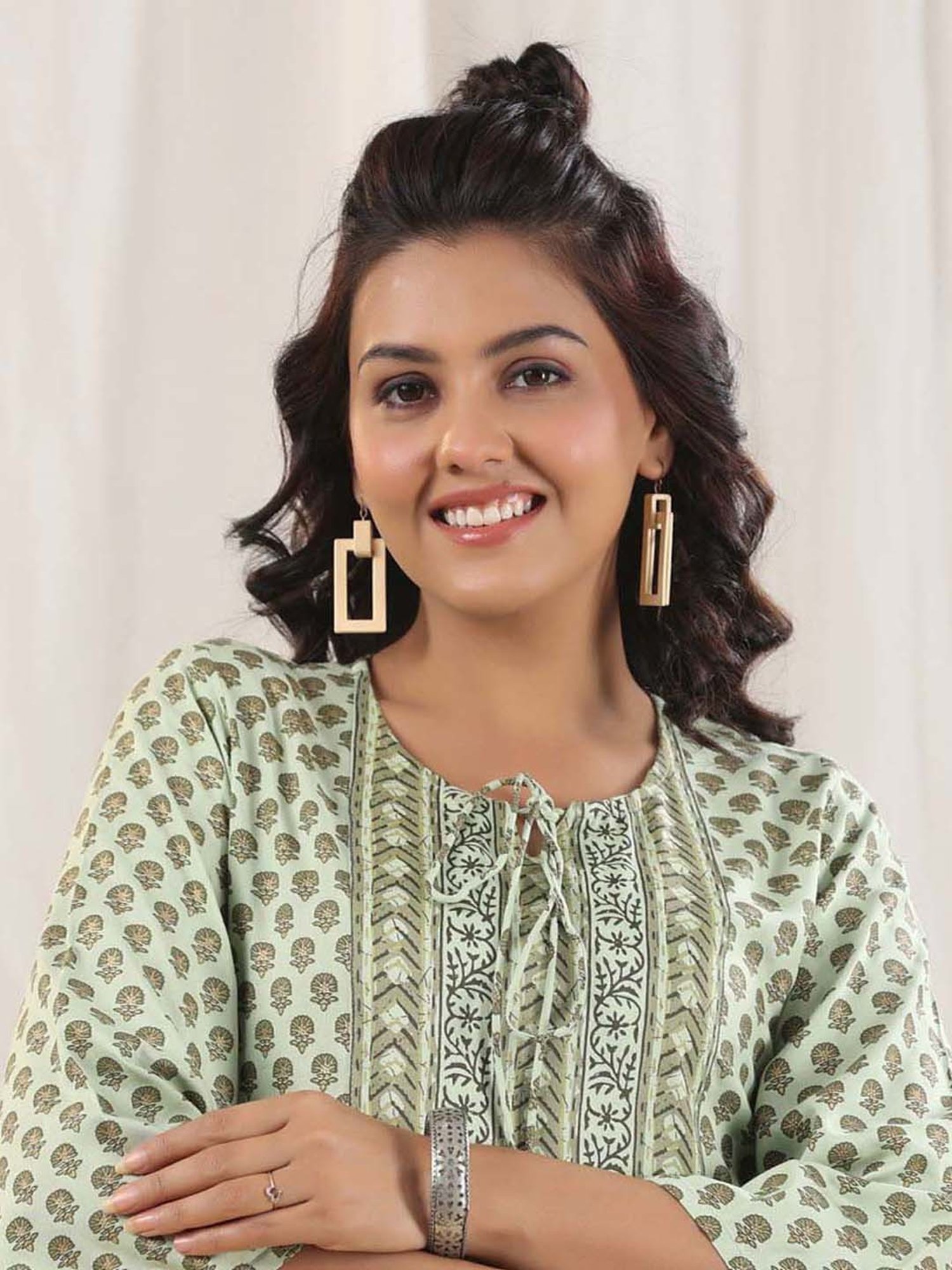 Rain and Rainbow Green Printed Tunic