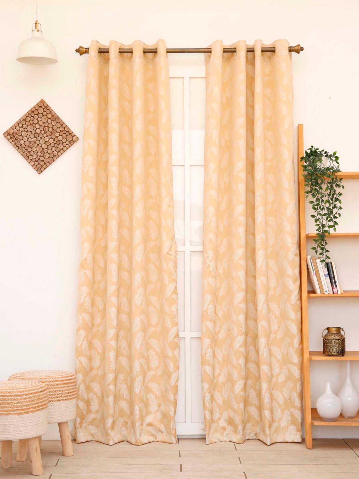Ariana Beige Polyester 9 Ft. Long Door Curtain