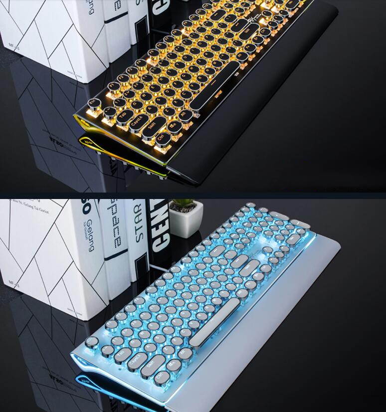 Royal Kludge RKS108 Retro Punk Version RGB Backlit USB Wired Mechanical Gaming Keyboard, N-key Rollover