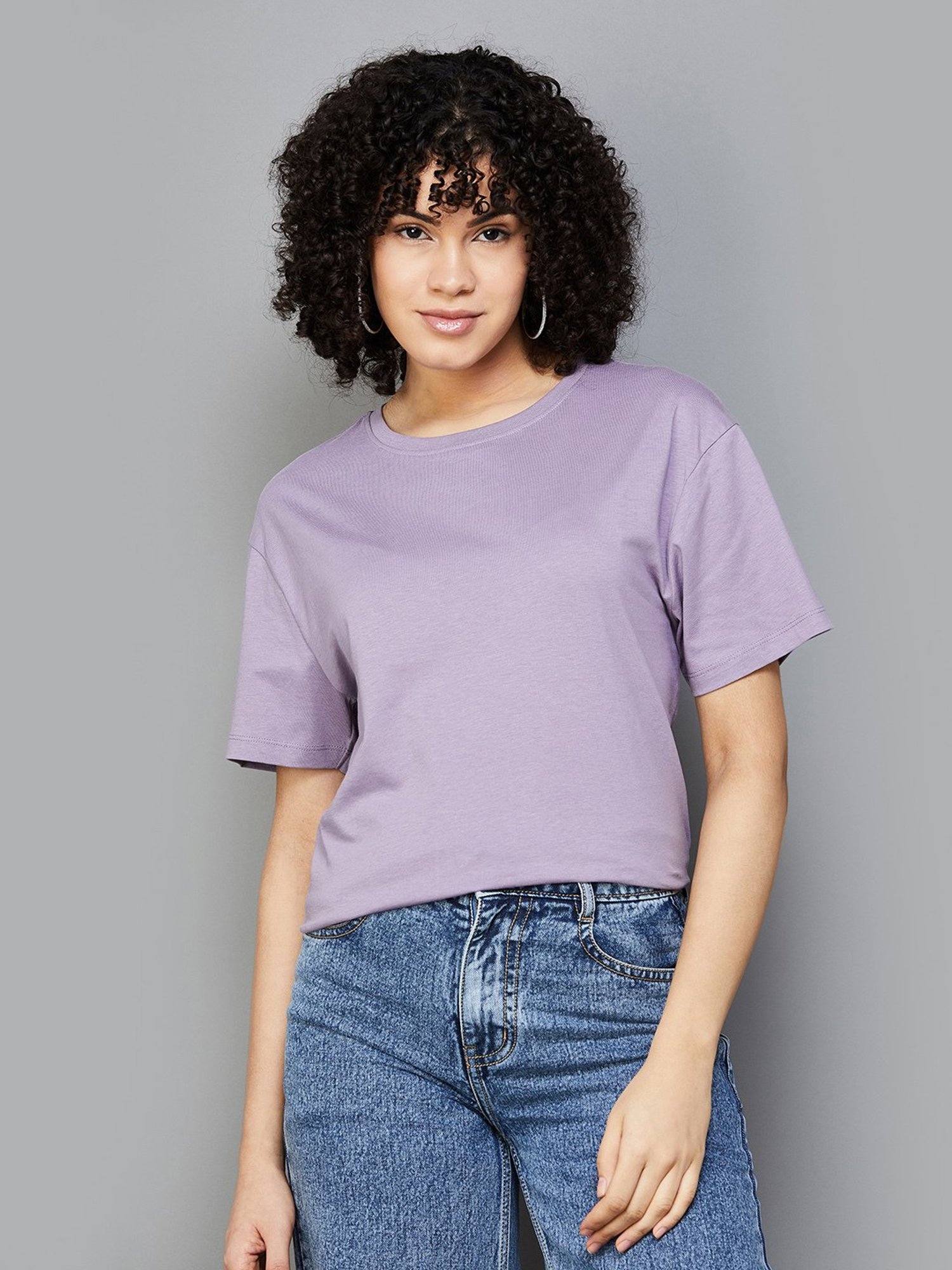 Fame Forever by Lifestyle Lavender Regular Fit T-Shirt
