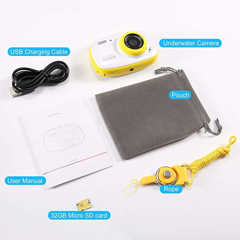 Kids Waterproof Camera 8MP 20 Inch HD Screen Camera Camcorder with 6X Digital ZoomRechargeable Toddler Video Camera with Photo Frame32G TF Card Included