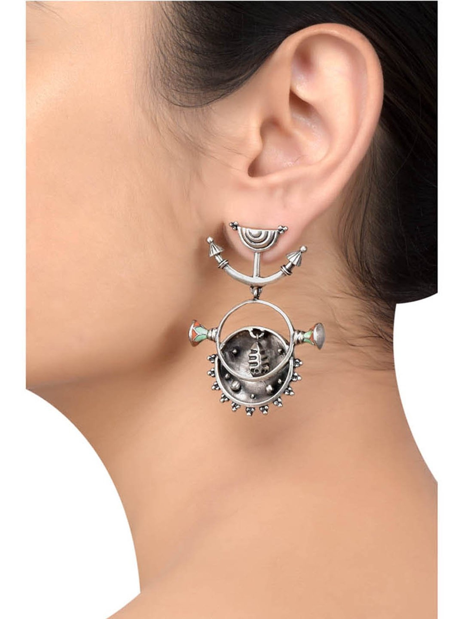 Tribe Amrapali Chandrika Lotus Chakra Dangler Earrings