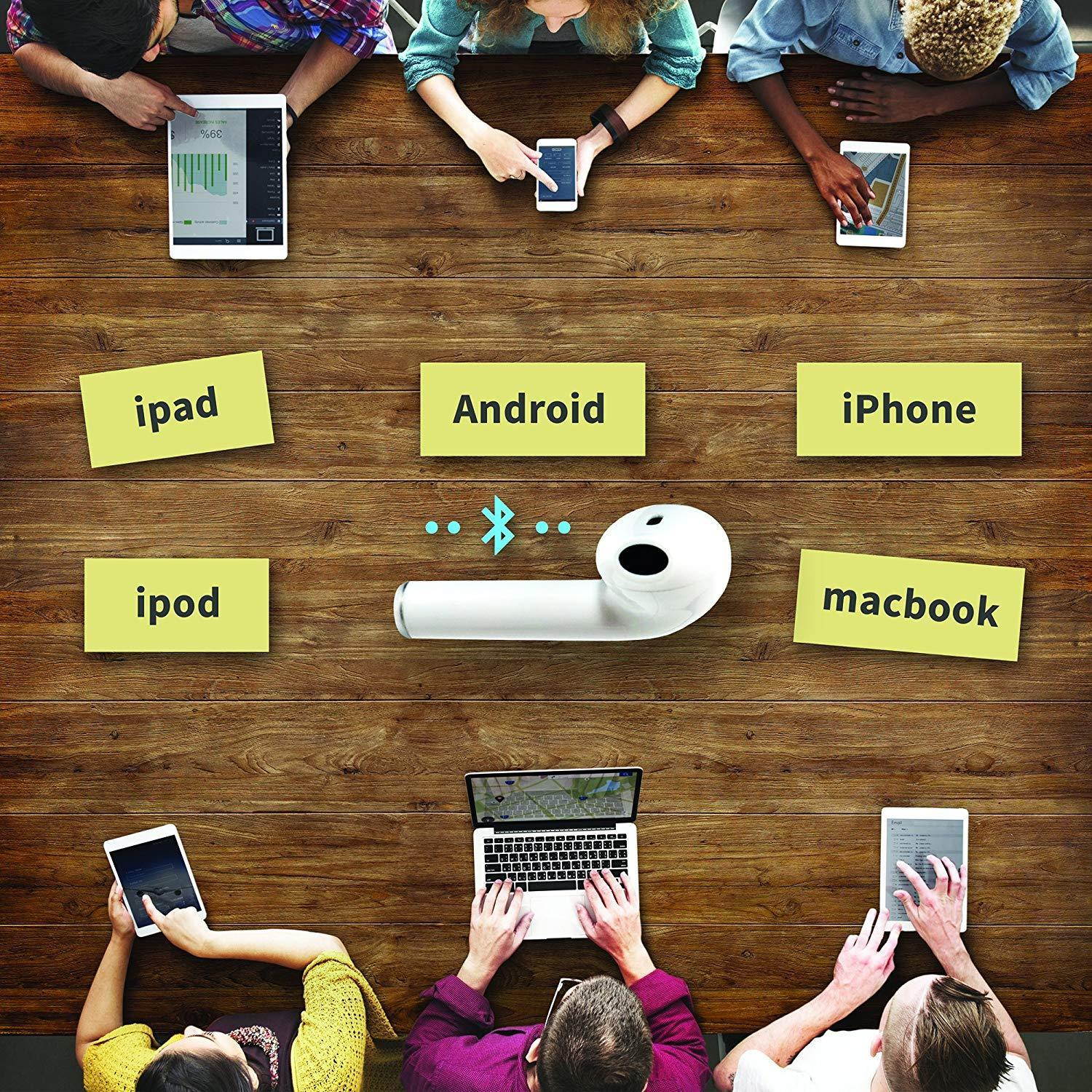 Wireless Earbuds Bluetooth Headphones Stereo Earphone Built-In Mic with Charging Case Cordless Sport Headsets for AirPods iPhone X 8 7 plus 6 6s plus Android Samsung Galaxy