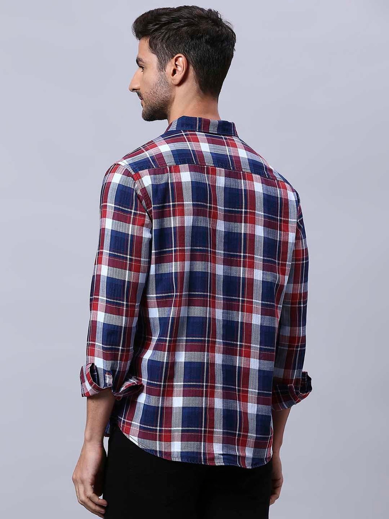 HJ HASASI Multicolor Slim Fit Check Cotton Shirt