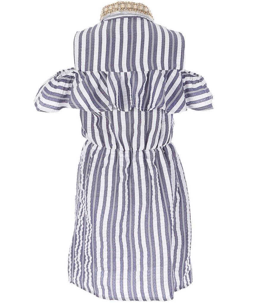 Honey and Rosie Big Girls 7-16 Cold-Shoulder Striped Shirtdress