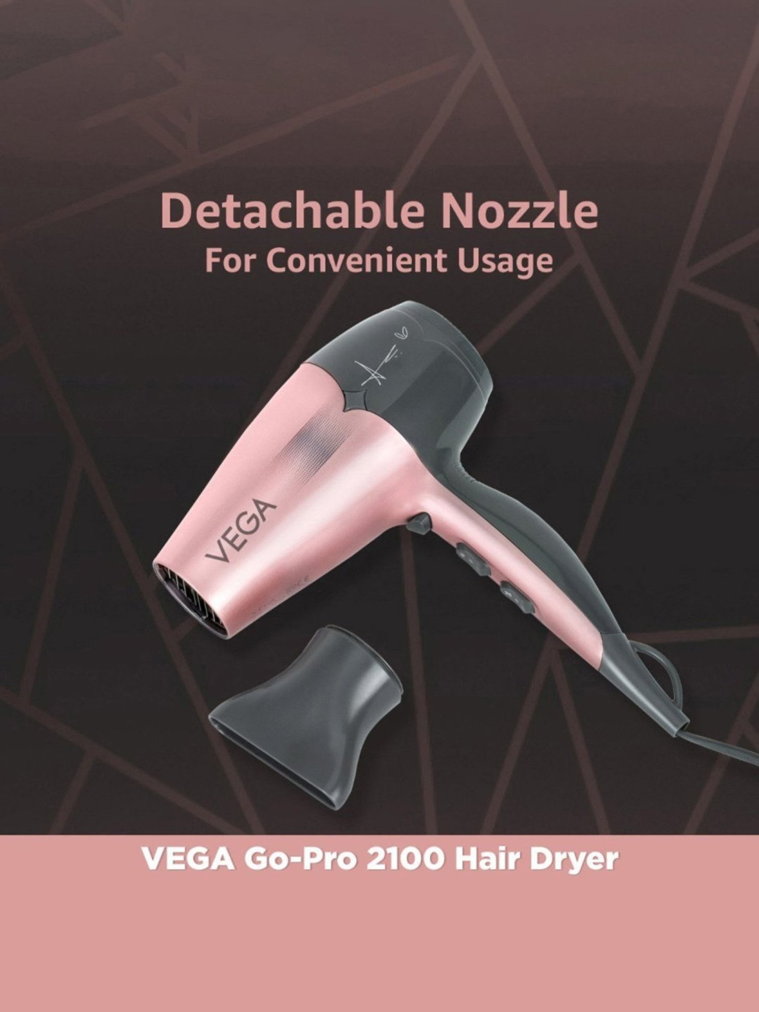 Vega Hair Dryer for Women with Cool Shot Button & 3 Heat Settings, 2100W Blow Dryer, (VHDH-25)