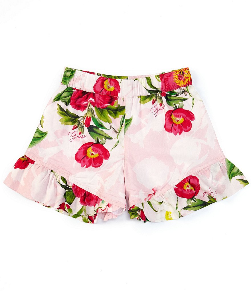 Guess Big Girls 7-16 Pink Floral Flounce Shorts