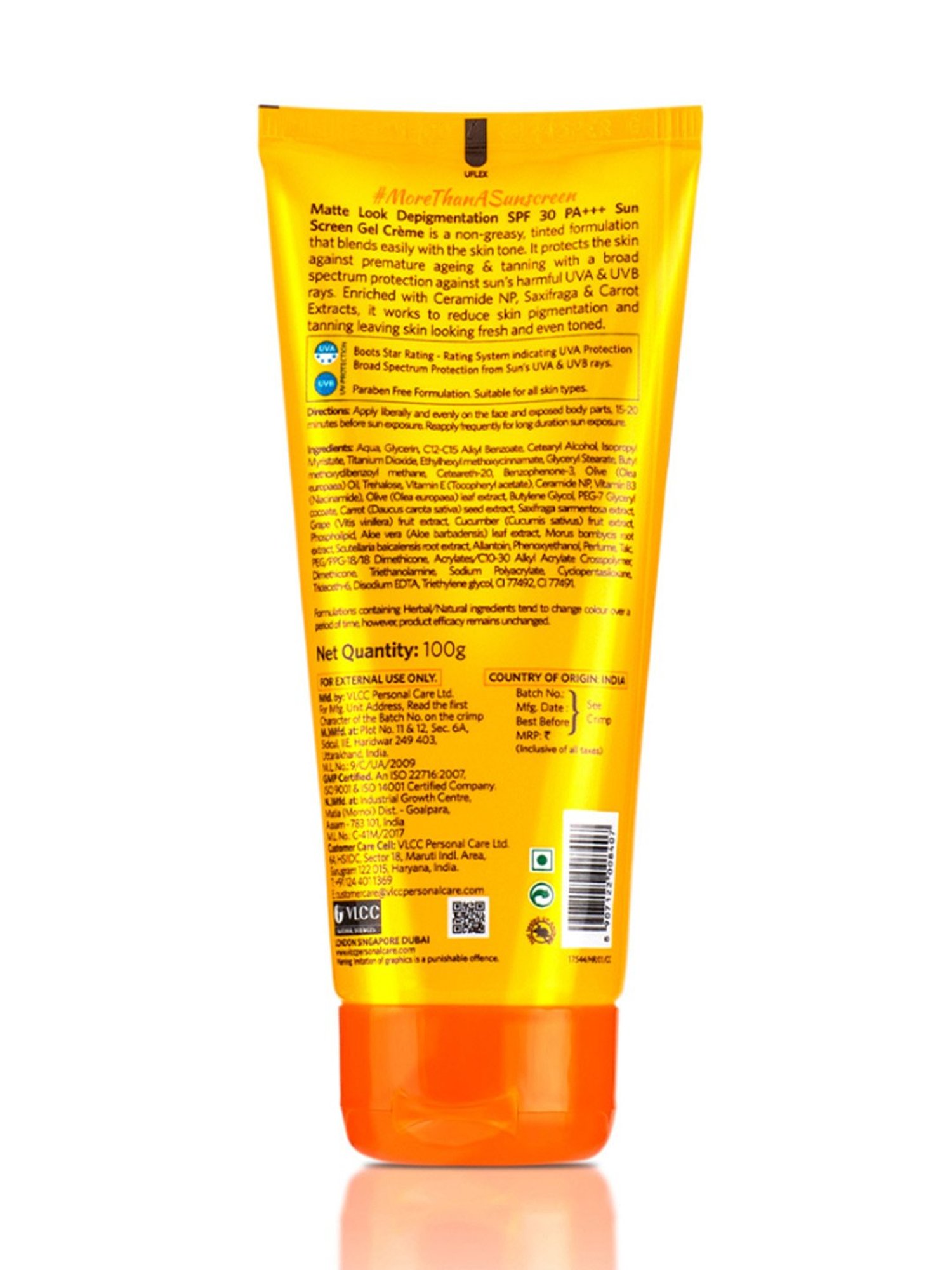 VLCC Matte Look Depigmentation Sun Screen Gel Creme SPF 30 PA +++ - 125 gm