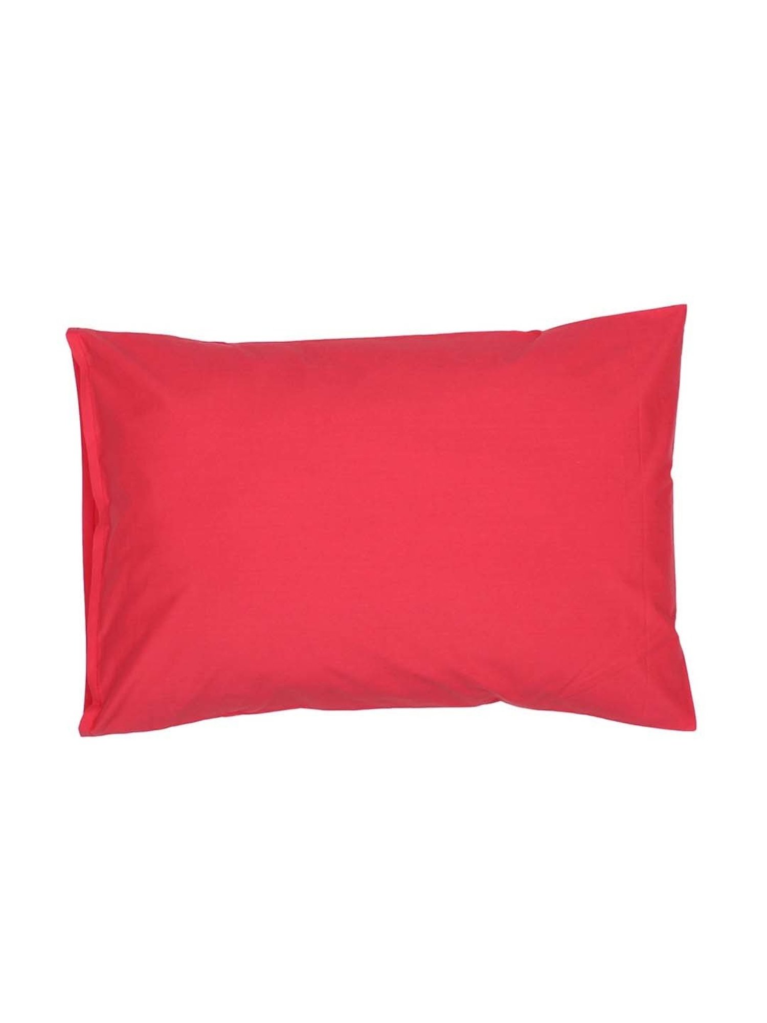 House This Sappan Solid Red Cotton Double Bed Sheet with 2 Pillow Covers