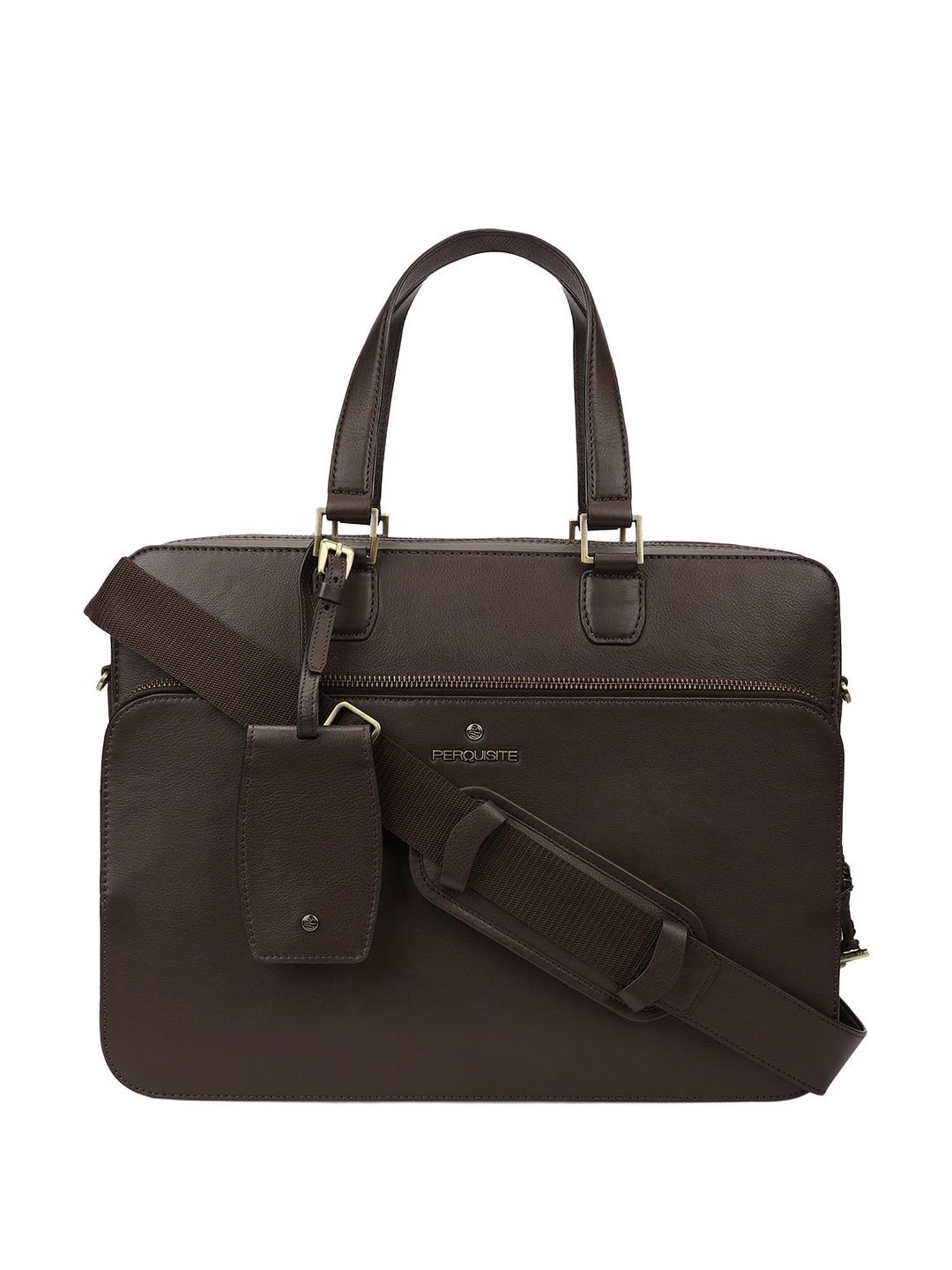 PERQUISITE WARREN Brown Leather Medium Messenger Bag