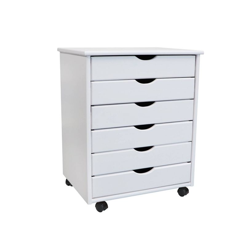 Adeptus Solid Wood 6 Drawer Wide Roll Cart White