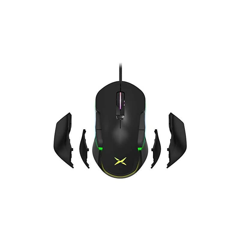 Ambidextrous Wired Gaming Mouse with 10000DPI Chroma RGB and Side Wing and Personalized Weights 6 Programmable Buttons Ergonomic Optical Computer Gaming Mouse M627S3325Black