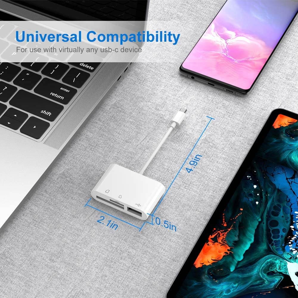 USB C SD Card Reader Adapter,Type C Micro SD TF Card Reader,3 in 1 USB C to USB Camera Memory Card Adapter for USB C Device