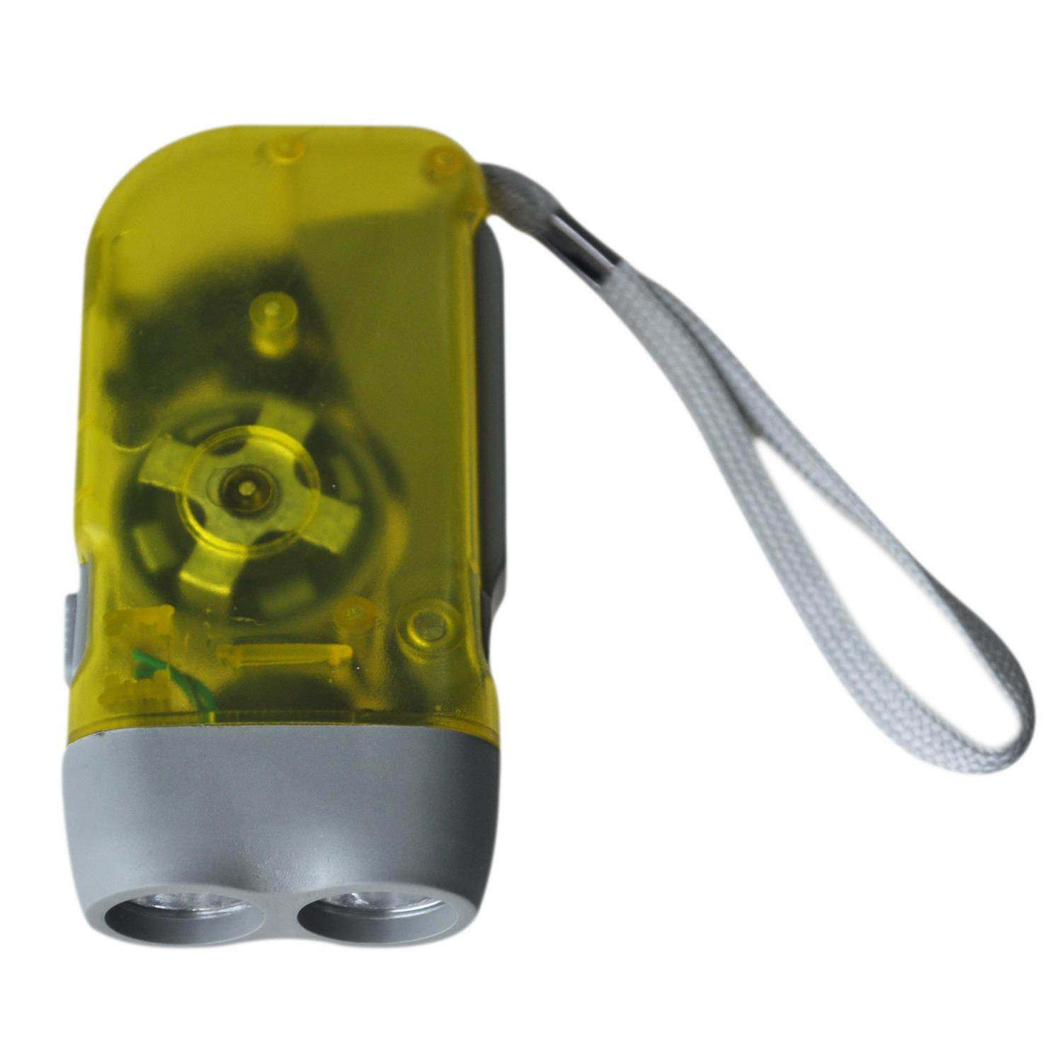 Torch Flashlight Dynamo 2 White LEDs For Camping