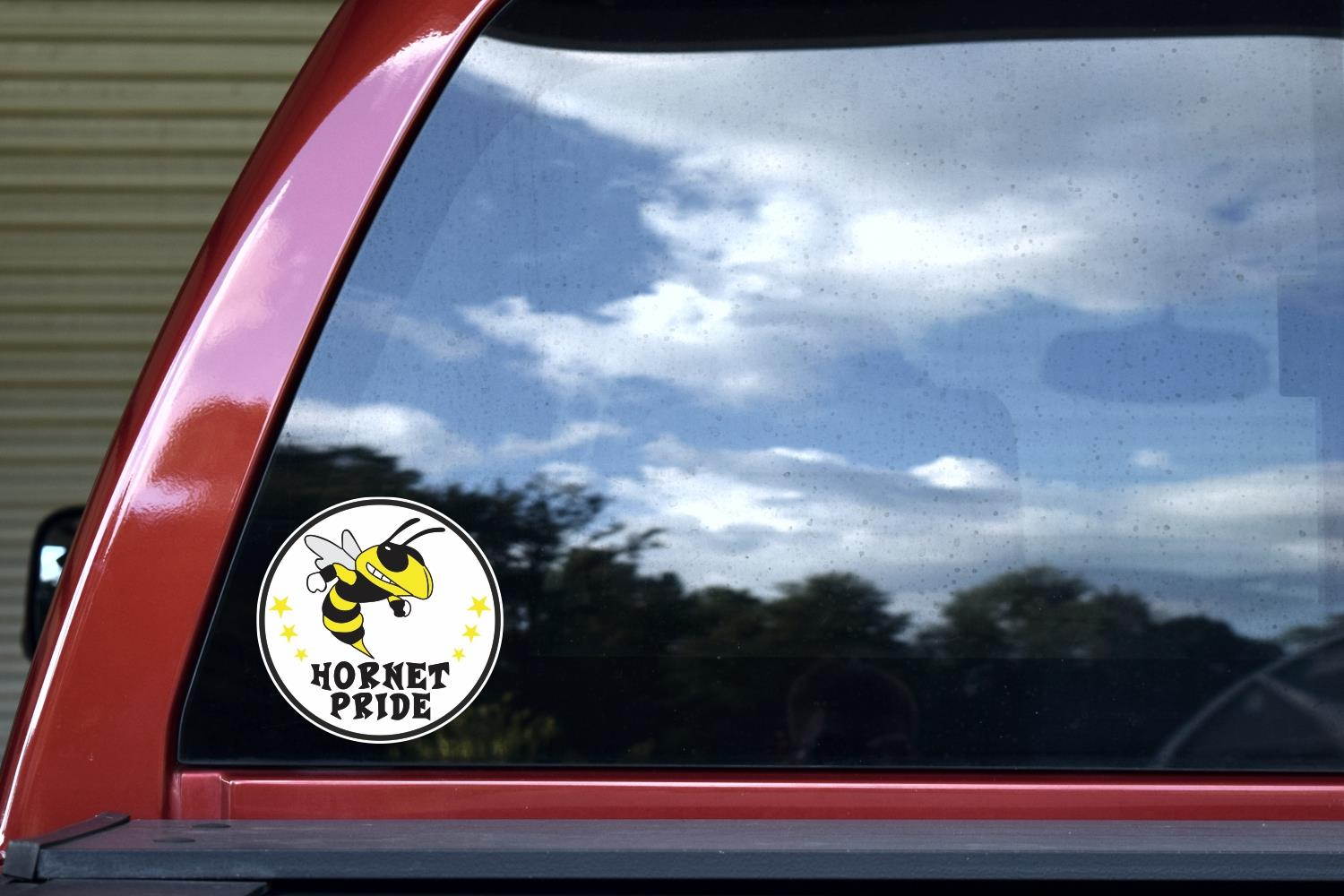StickerTalk Hornet Pride Vinyl Mascot Sticker, 5 inches by 5 inches