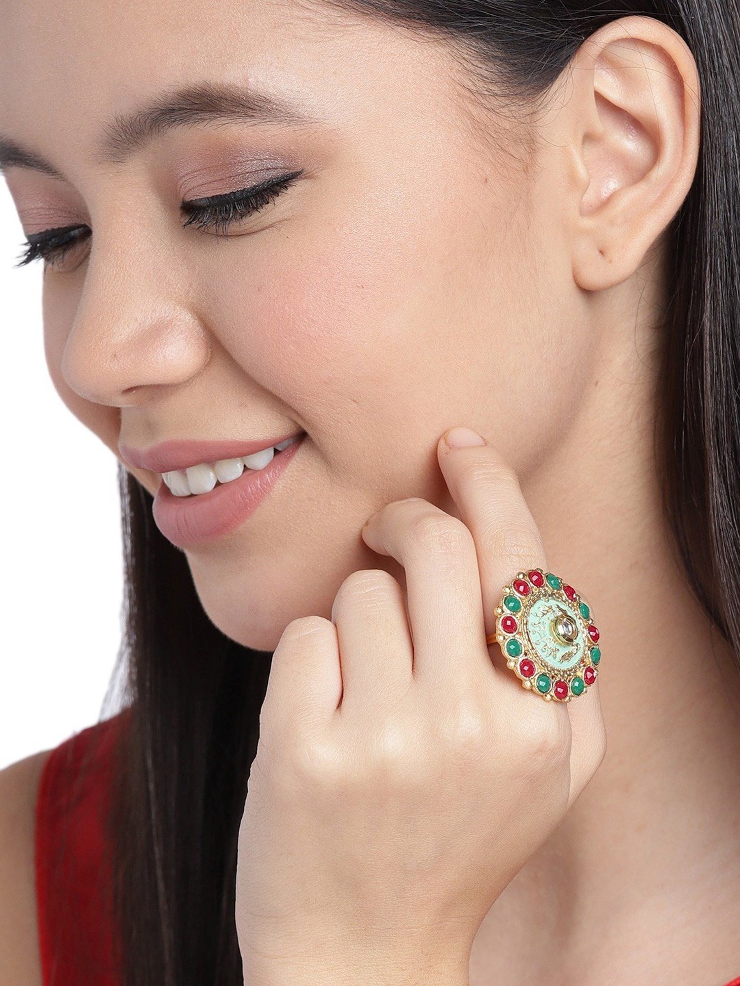 Accessorize London Women's Jewel Embellished Rings Set Of Three White