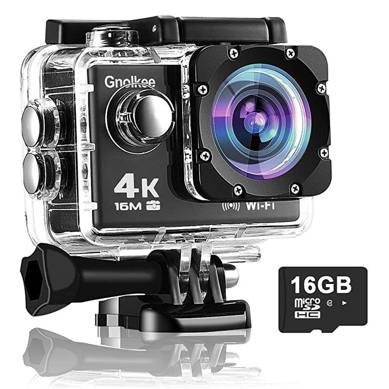 4K WiFi Action Camera 16GB TF Card16MP Underwater Video Camera 170 Wide Angle Sports Cam with Remote 2 Batteries 24 Accessories Mounting Kit 20 Pack