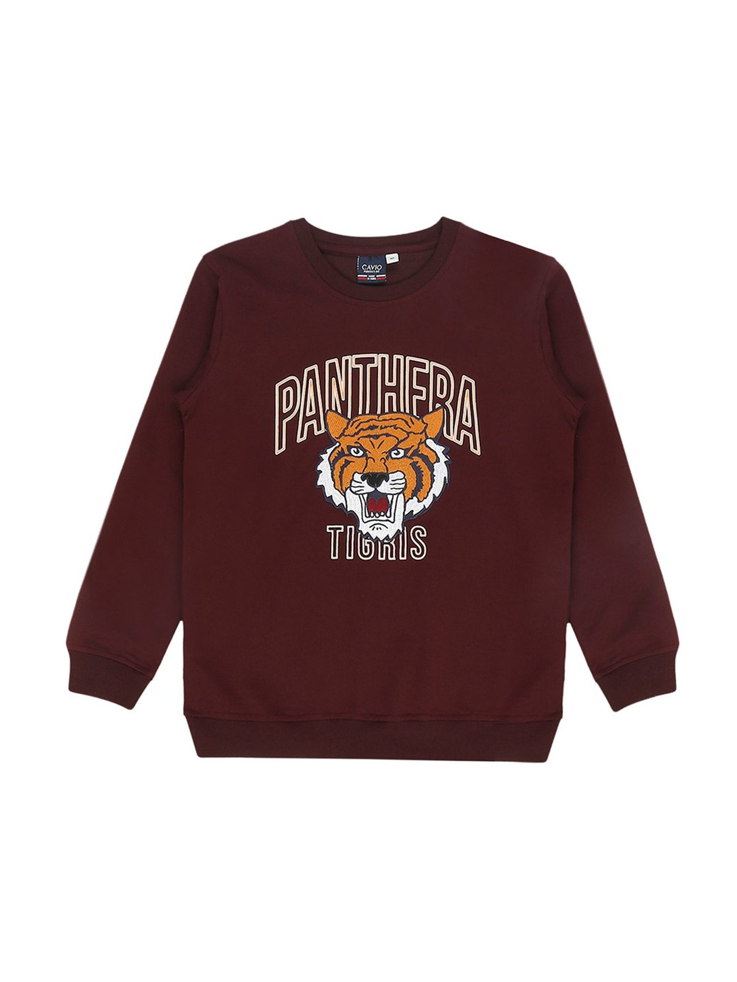 Cavio Kids Maroon Printed Full Sleeves T-Shirt