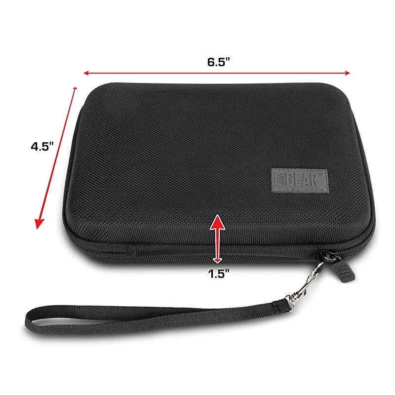 Travel Electronics Organizer 65 Inch Zipper Case with Hard Shell Case Exterior and Accessory Pocket Charger Organizer Accessory Organizer Cable Travel Organizer and More Black