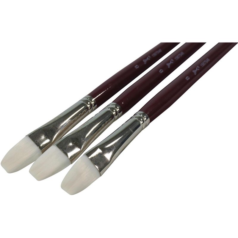 Sax True Flow Optimum White Taklon Paint Brushes, Flat, Size 8, pk of 3