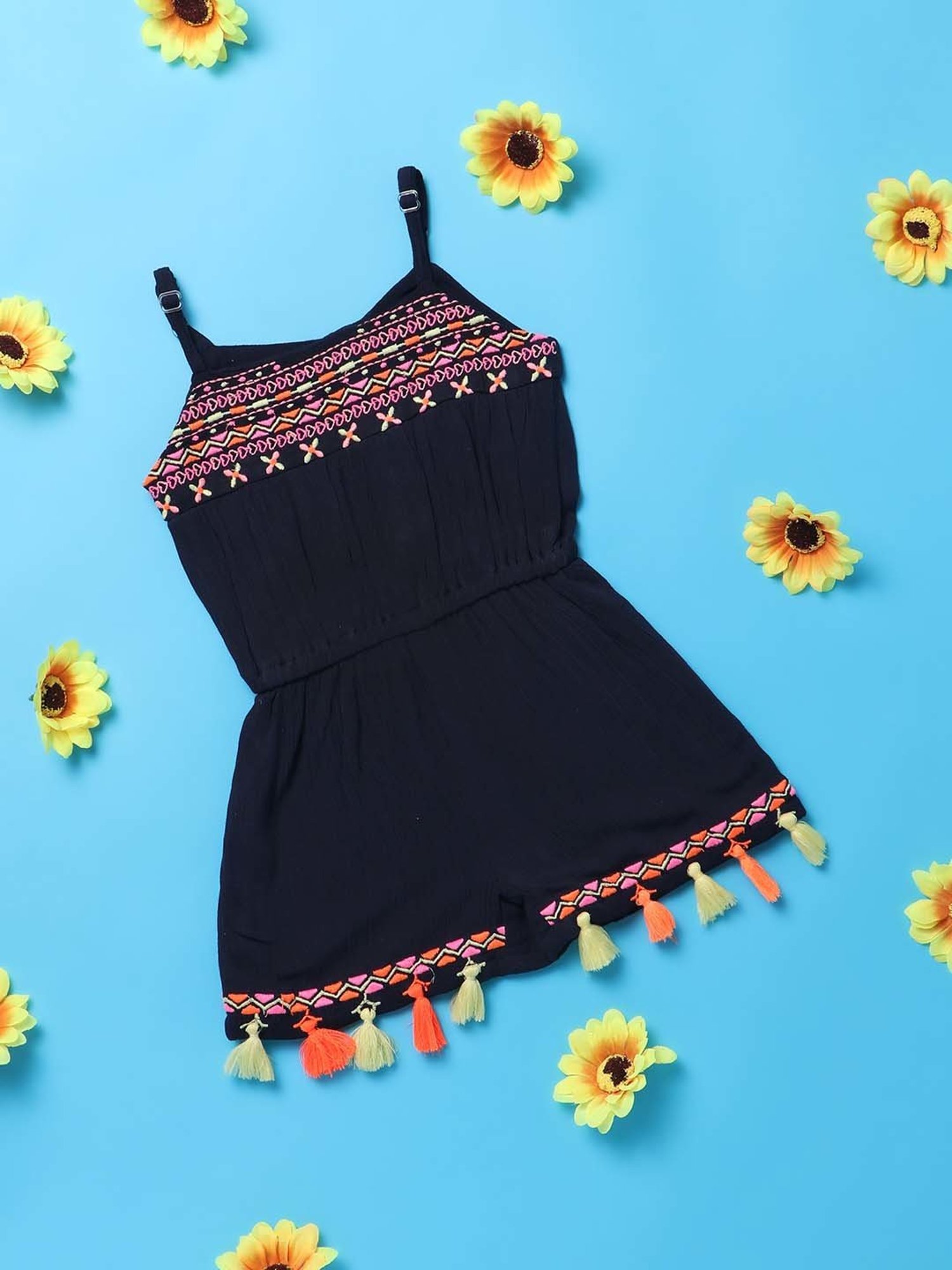 Budding Bees Kids Blue Ombre Jumpsuit with Attached Bow