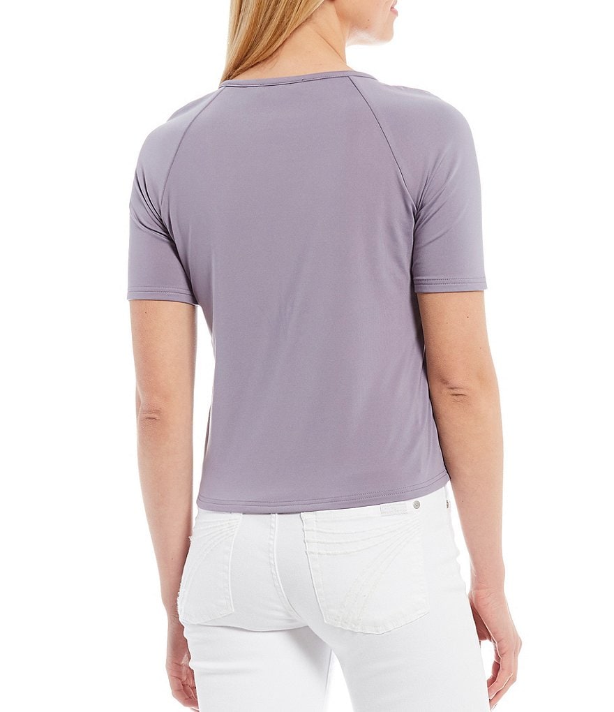 Sugarlips V-Neck Raglan Sleeve Ruching Front Fleece Top