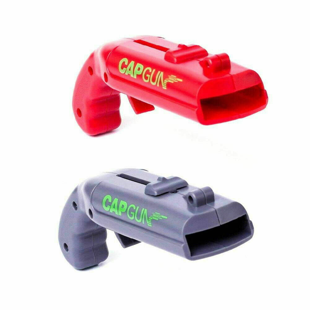 Cap Gun Bottle Opener Magnet Beer Opener Launcher Shooter Shoots Over 5 Meters for Home Bar Party Drinking Game(Black)