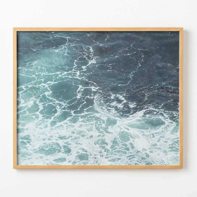 30" x 36" Ocean Wave Light Wood Frame Under Glass No Mat - Threshold™ designed with Studio McGee