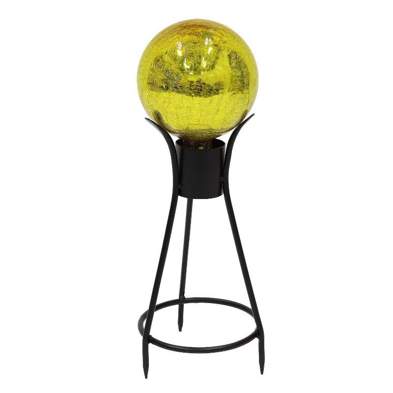 13.75" Iron Trestle III Spiked Gazing Globe Ball Stand Black Powder Coat Finish - ACHLA Designs