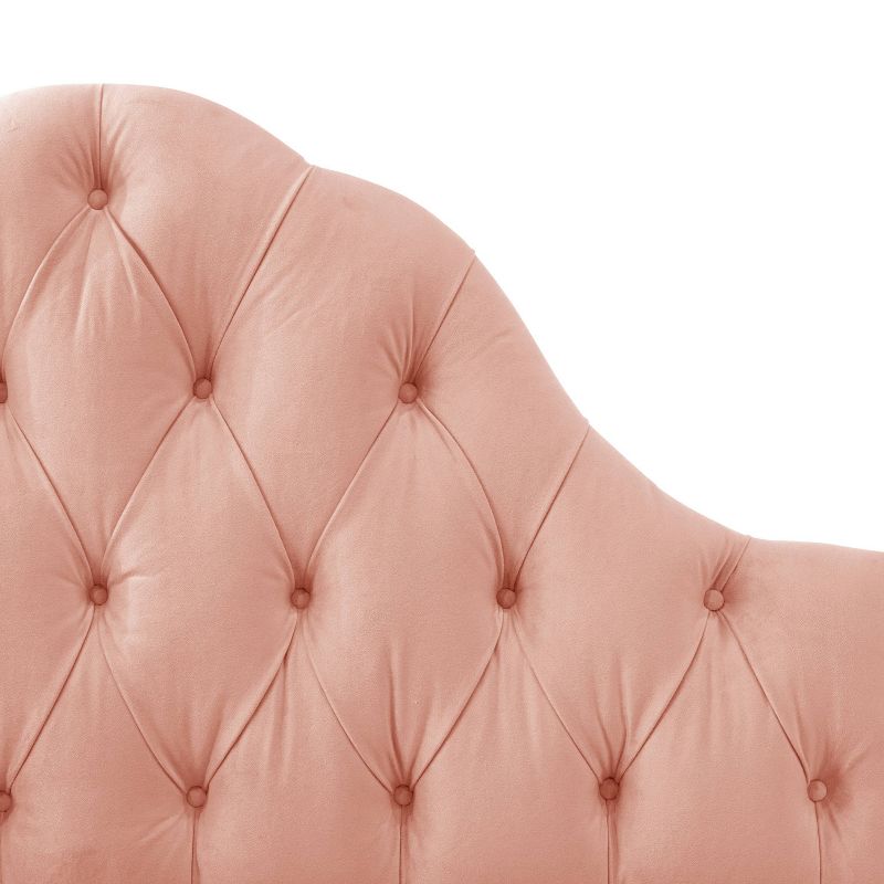 King High Arched Diamond Tufted Headboard in Velvet Blush Pink - Skyline Furniture