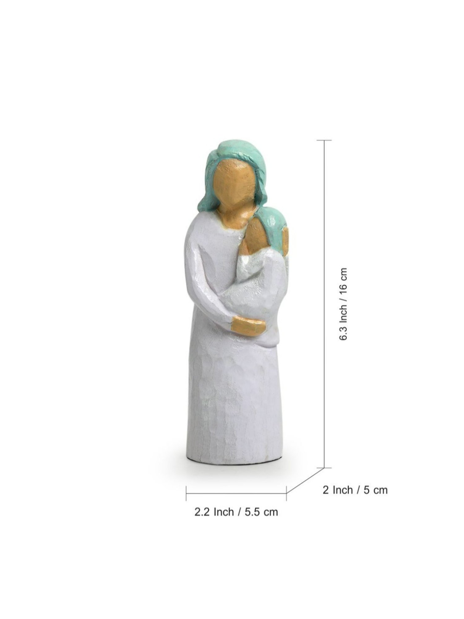 ExclusiveLane Hand-painted White & Light Blue Chedar Wood Pure Love Showpiece