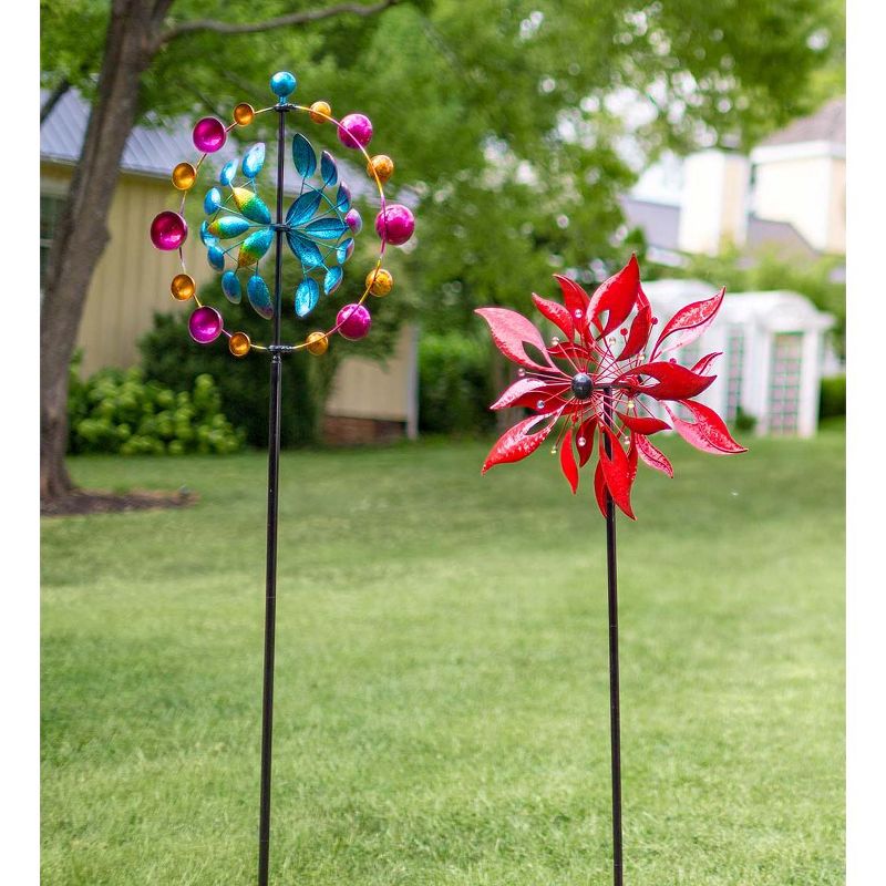 Wind & Weather Red Leaf Metal Wind Spinner