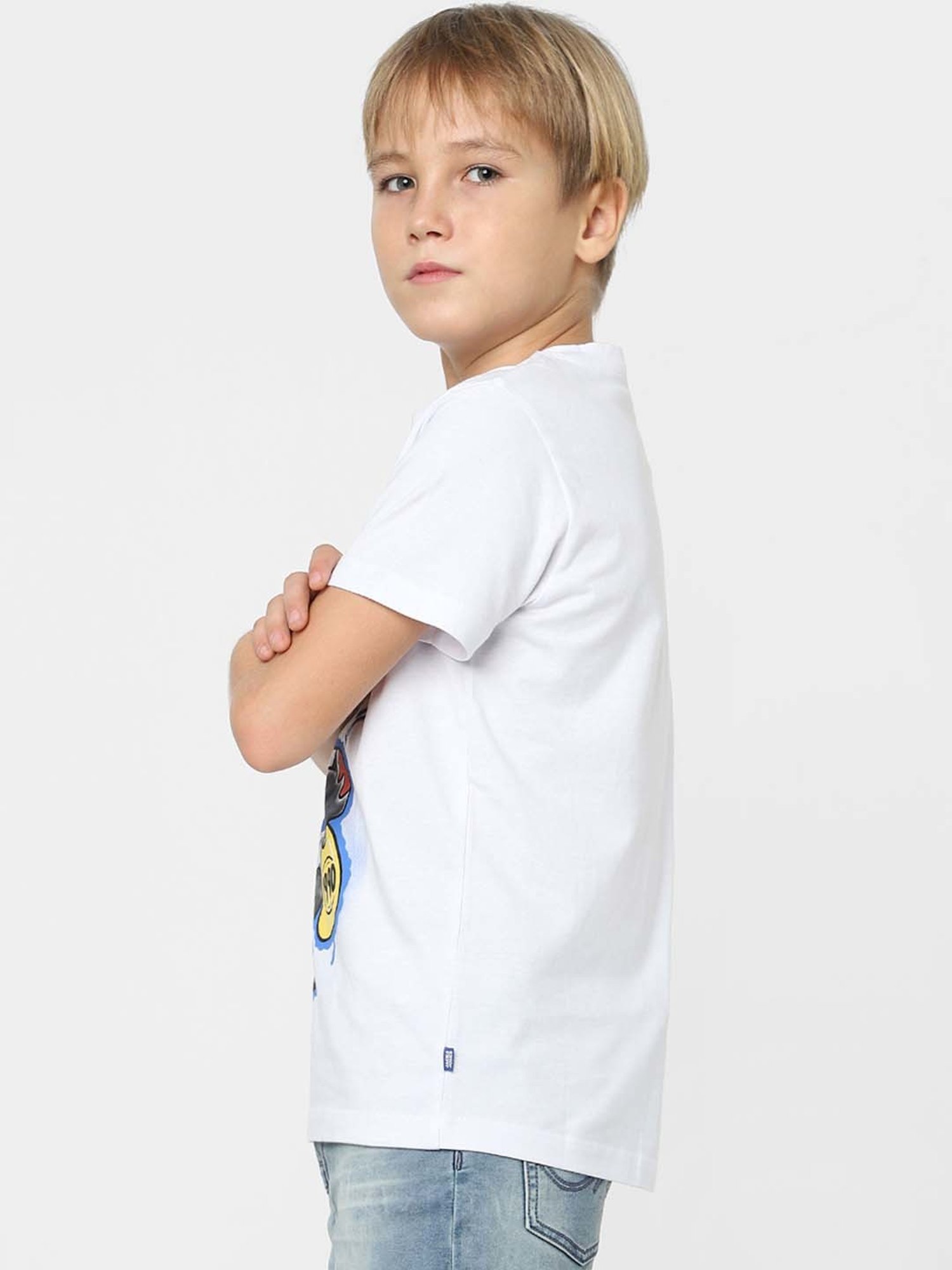 Jack & Jones Junior White Cotton Printed T-Shirt