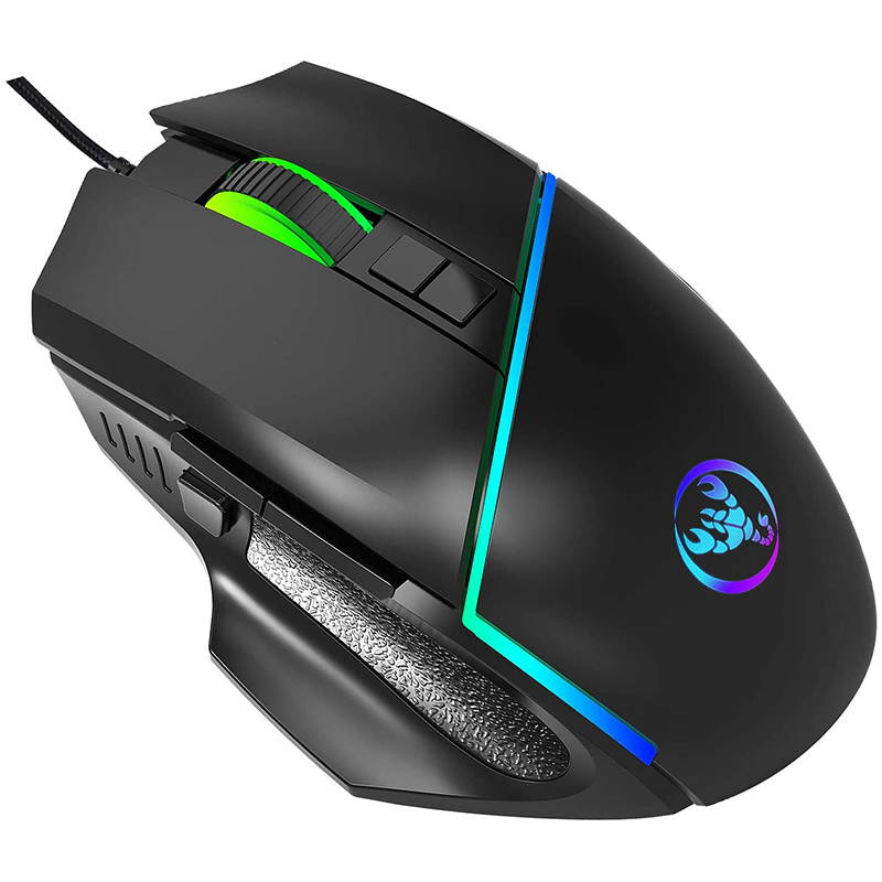 Wired Gaming Mouse, Ergonomic USB Computer Mouse with Colorful Breathing Lights & 6400 Adjustable DPI, 7 Buttons RGB Gaming Mice for Windows 2000, Windows XP, Windows Vista,Windows7/8/10 Mac (Black)