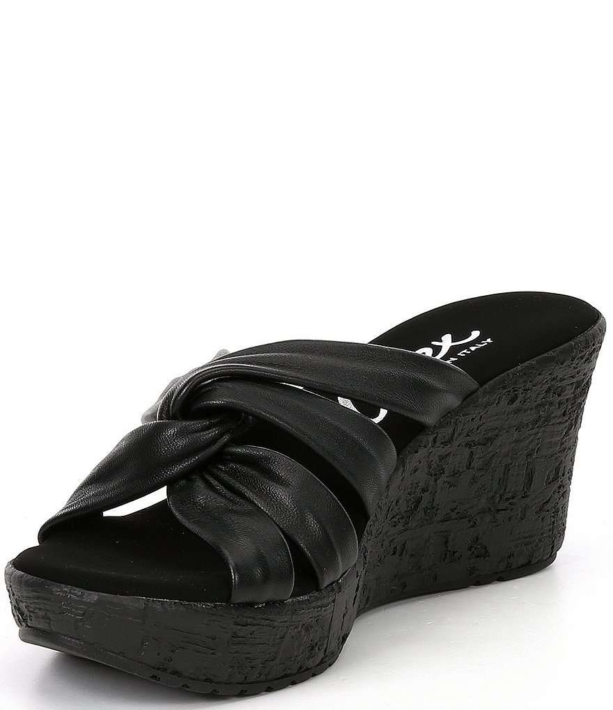 Onex Katya Leather Knot Wedge Slides