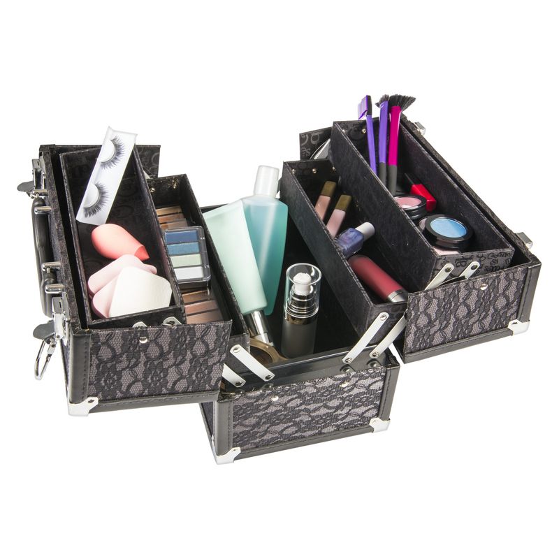 Caboodles Make Me Over 4-Tray Train Case Black Lace