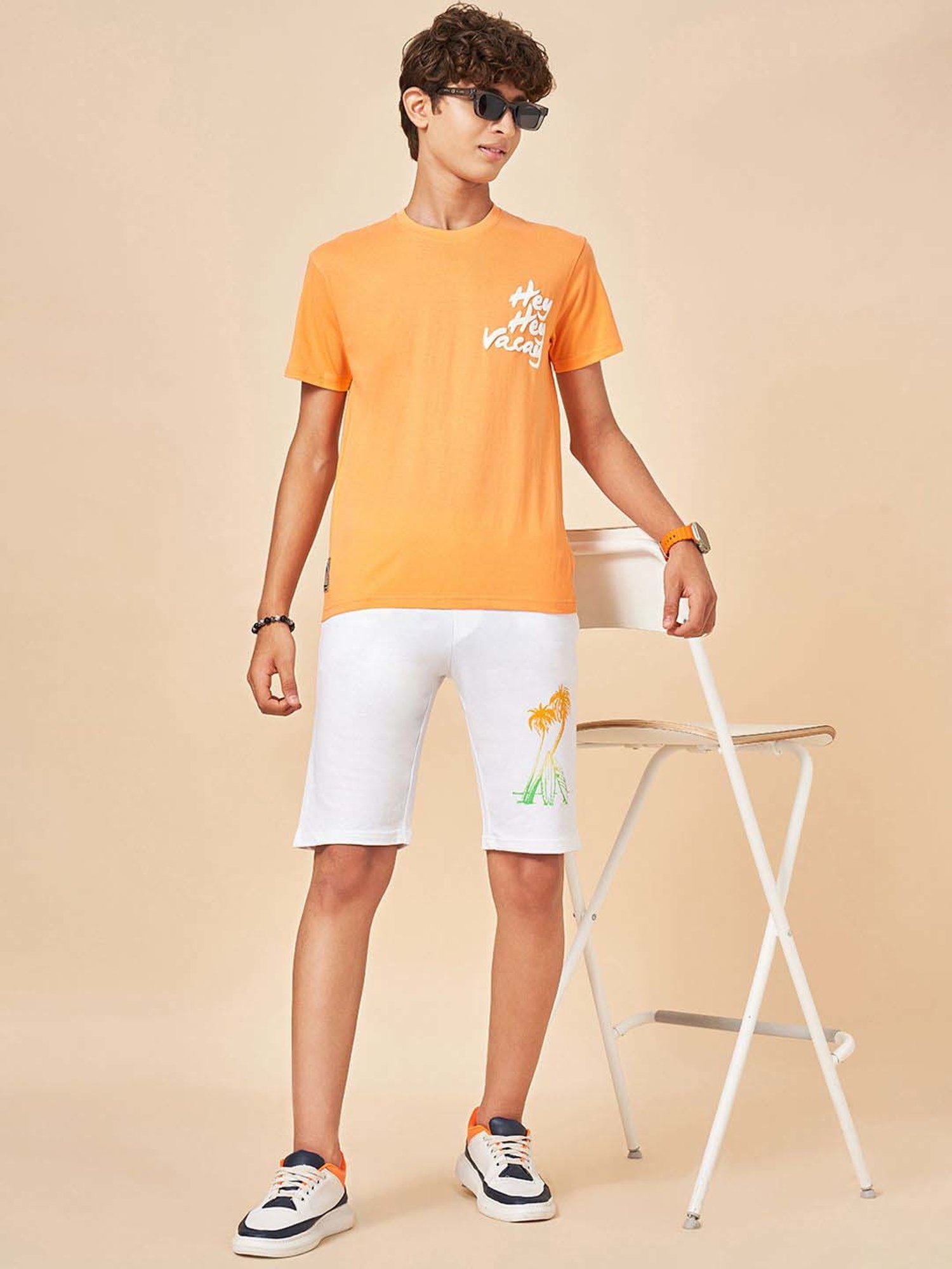 Coolsters by Pantaloons Kids Mock Orange Cotton Graphic T-Shirts