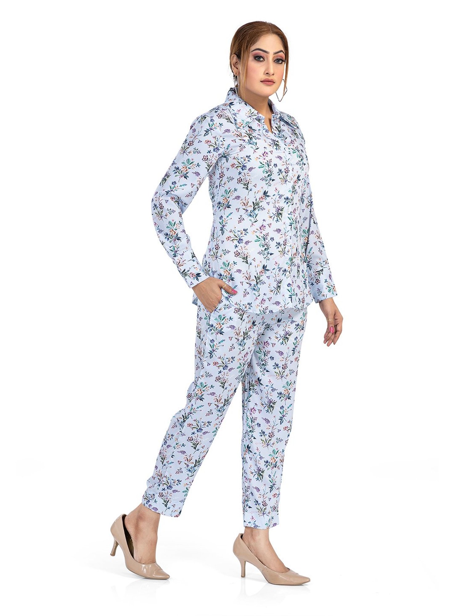 Nino Bambino Light Blue Printed Shirt With Pants