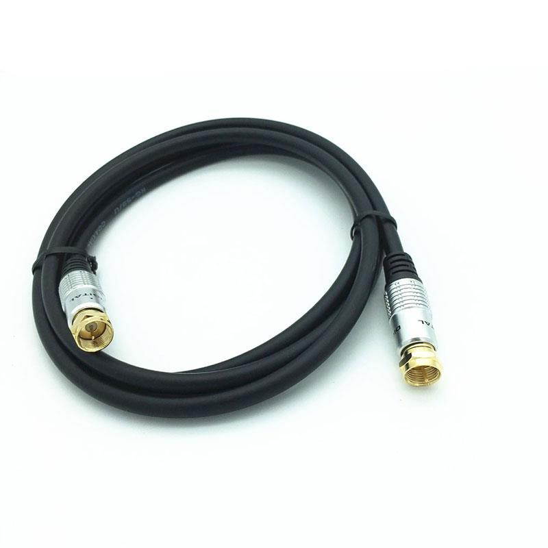 TV Aerial Coaxial Patch Cable with F-Male Connector for Satellite TV, Cable Modem, Set-top Box Gold plated 2m