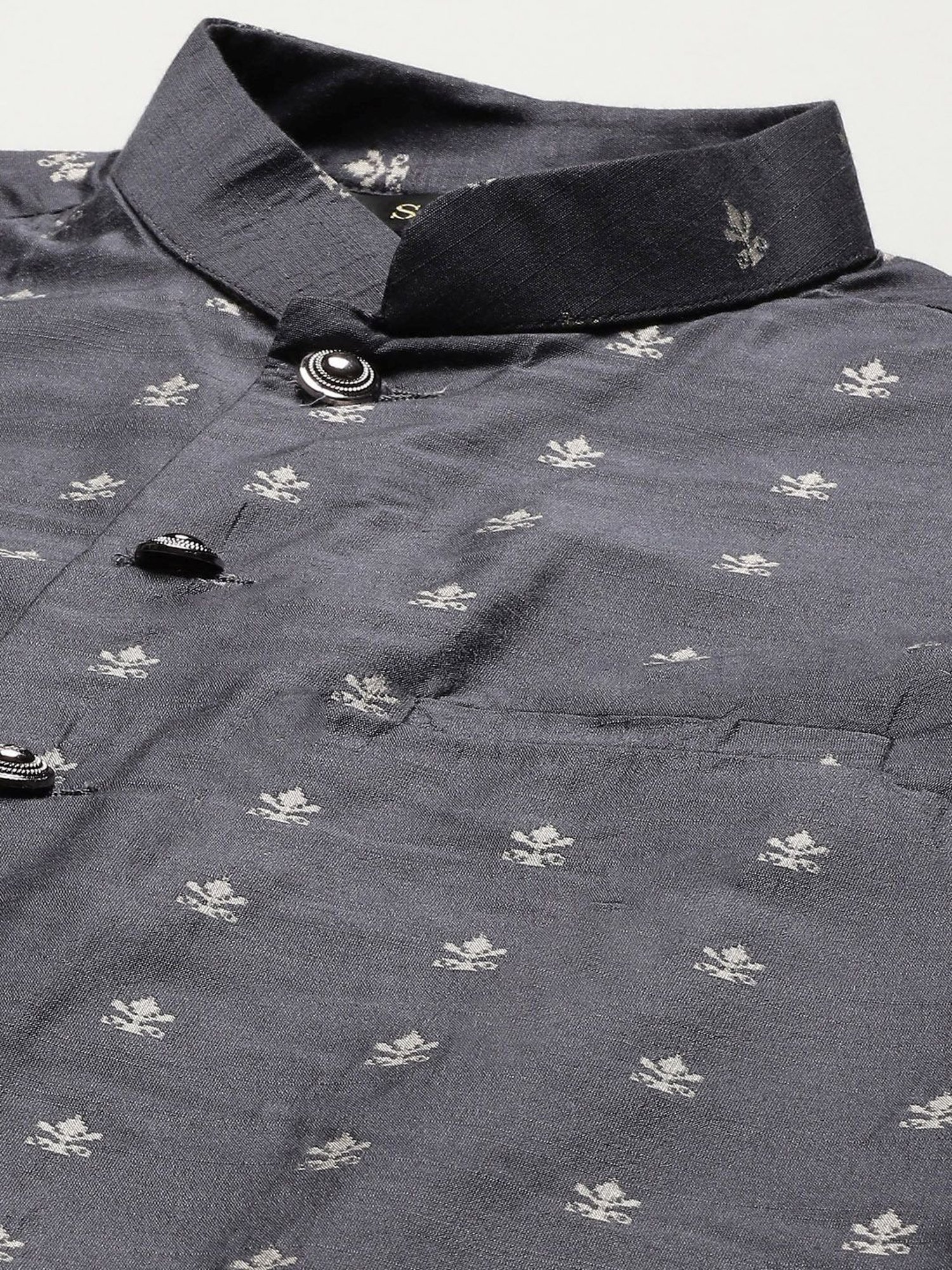 Vastramay White Cotton Straight Fit Embroidery Ethnic Suits