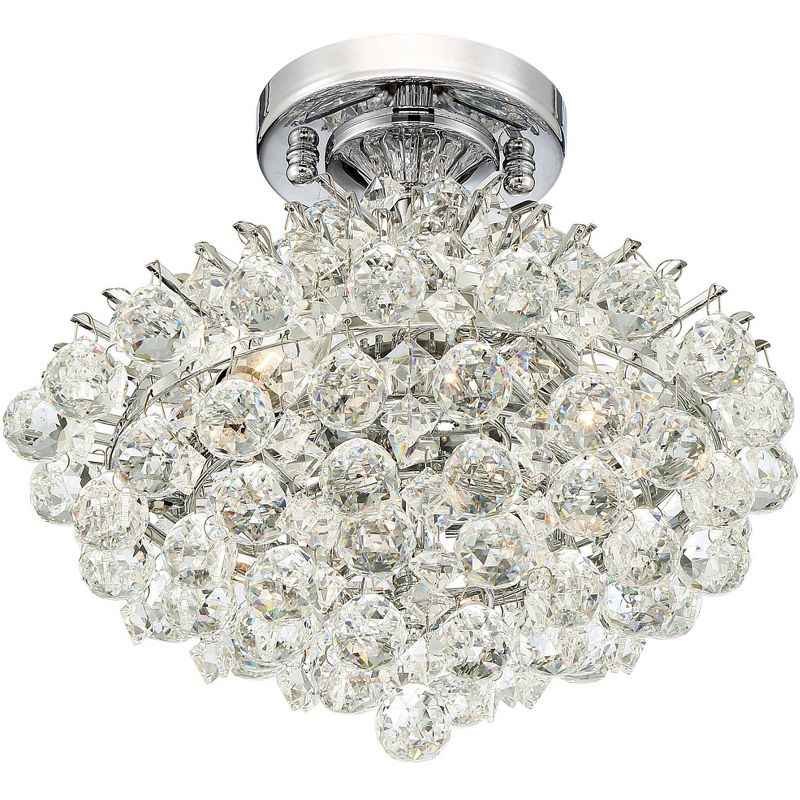 Vienna Full Spectrum Essa 12" Wide Chrome and Crystal 3-Light Ceiling Light