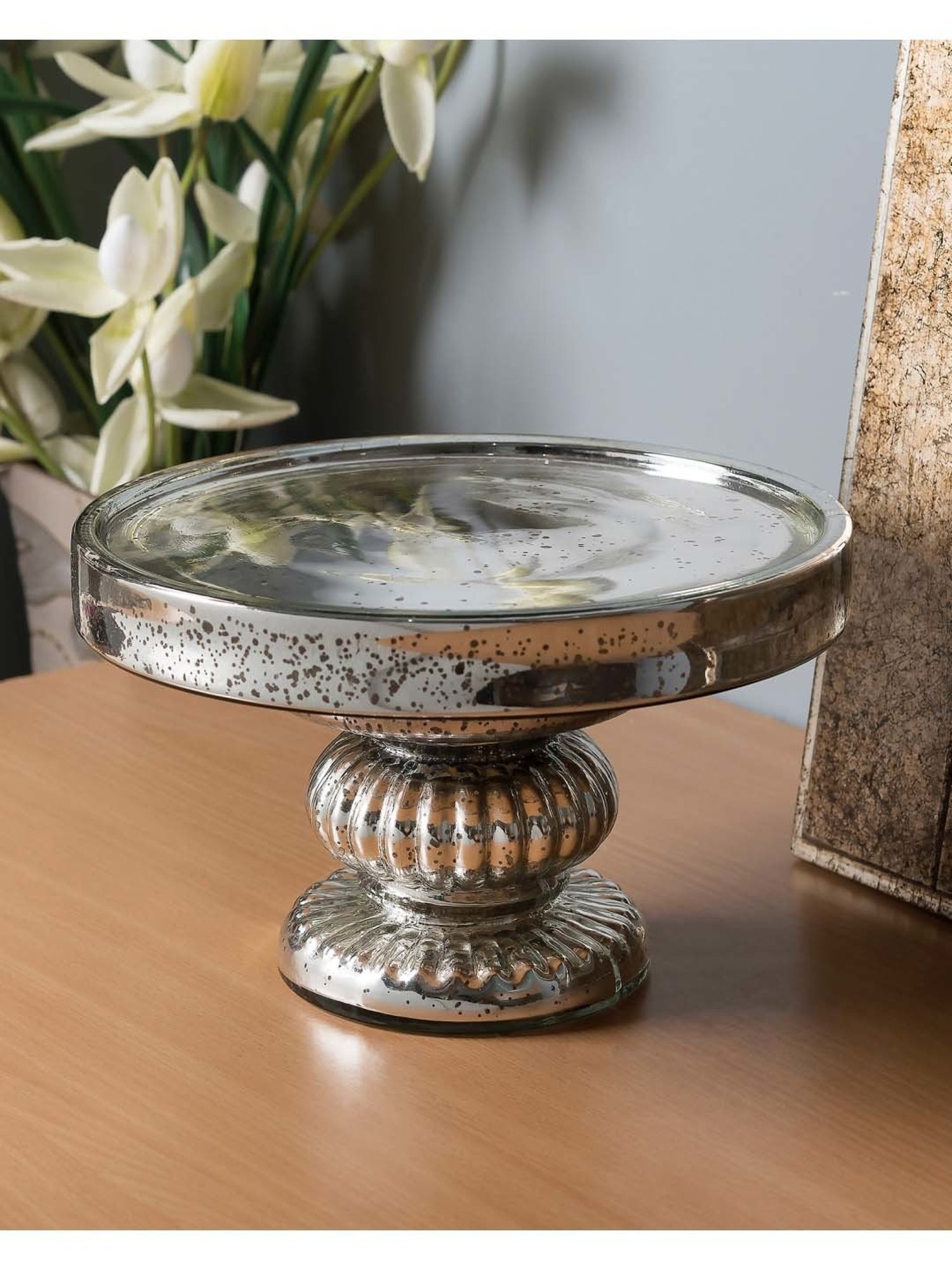 Homesake Silver Glass 25 cm Cake Stand - Set of 1