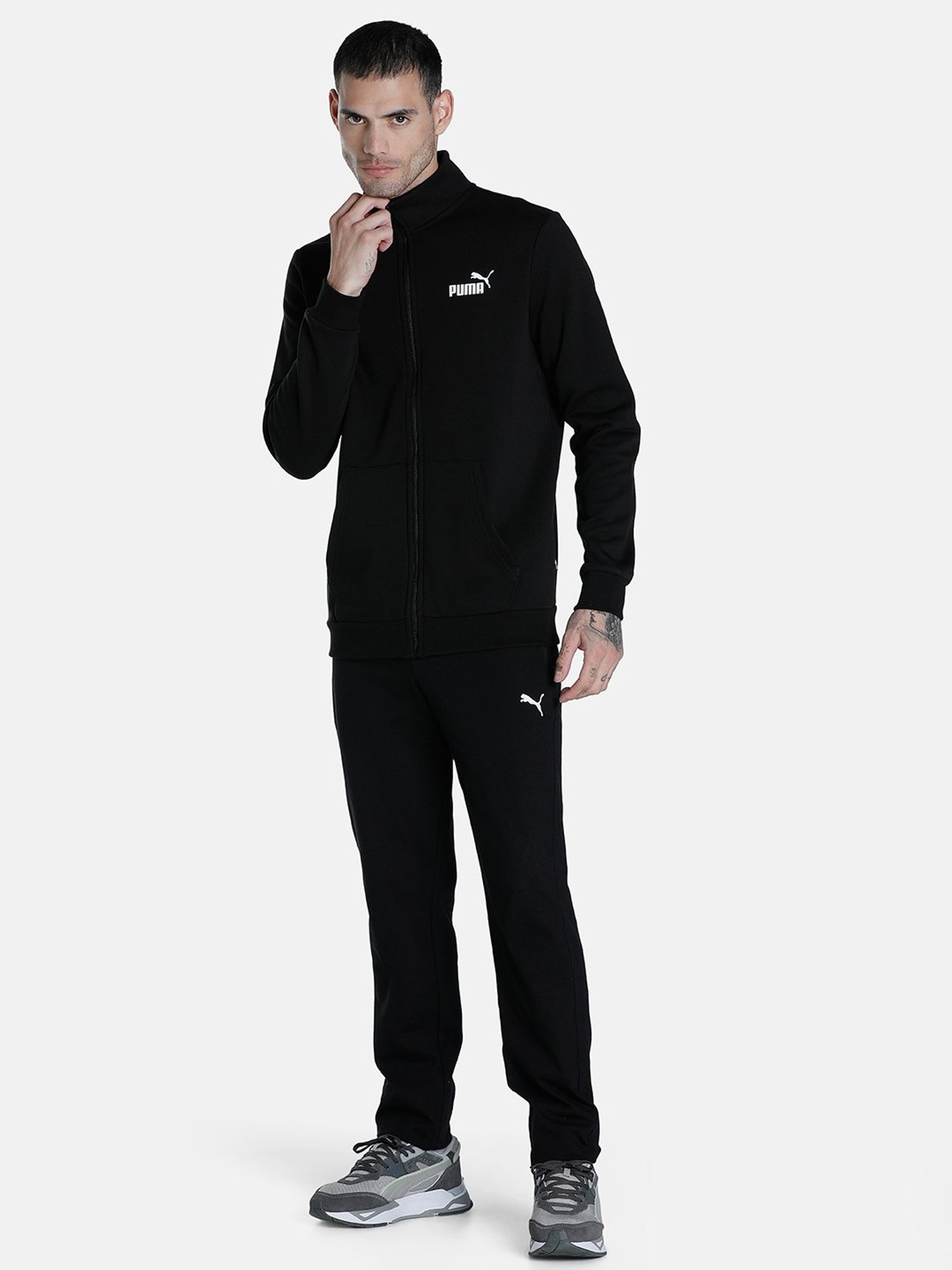 Puma Essentials Black Cotton Slim Fit Track Pants