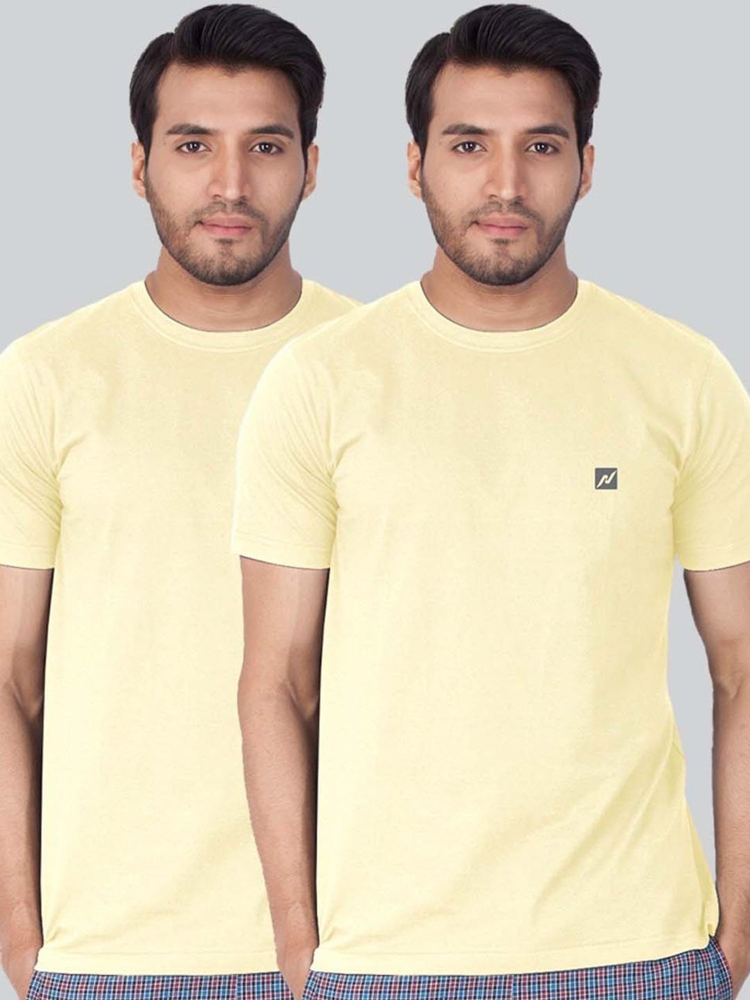 Lux Nitro Yellow Regular Fit T-Shirt Pack of - 2