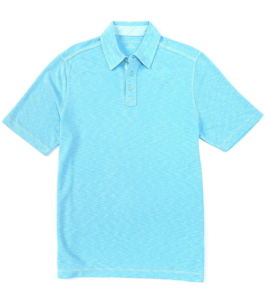 Age Of Wisdom Heather Slub Polynosic Short-Sleeve Polo Shirt