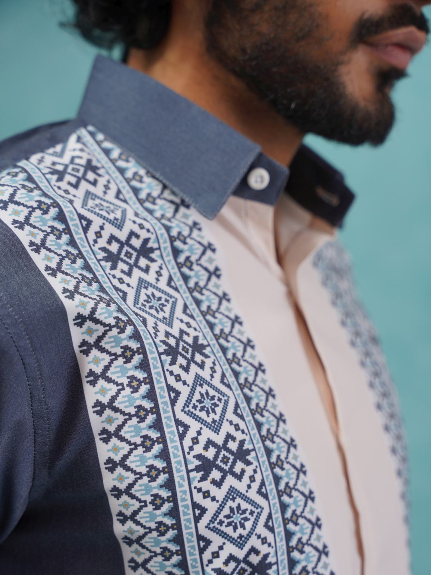 Indian Needle Charcoal Cotton Regular Fit Printed Shirt